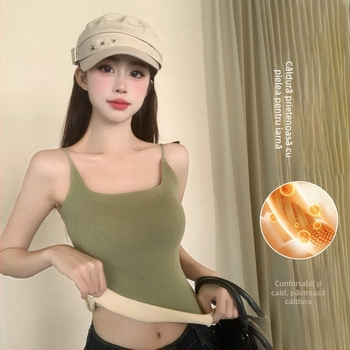 Vesta termică pentru femei Derong cupe integrate, căptușită cu fleece, încălzire, anti-statice, antibacteriană, 251–300 g/m²