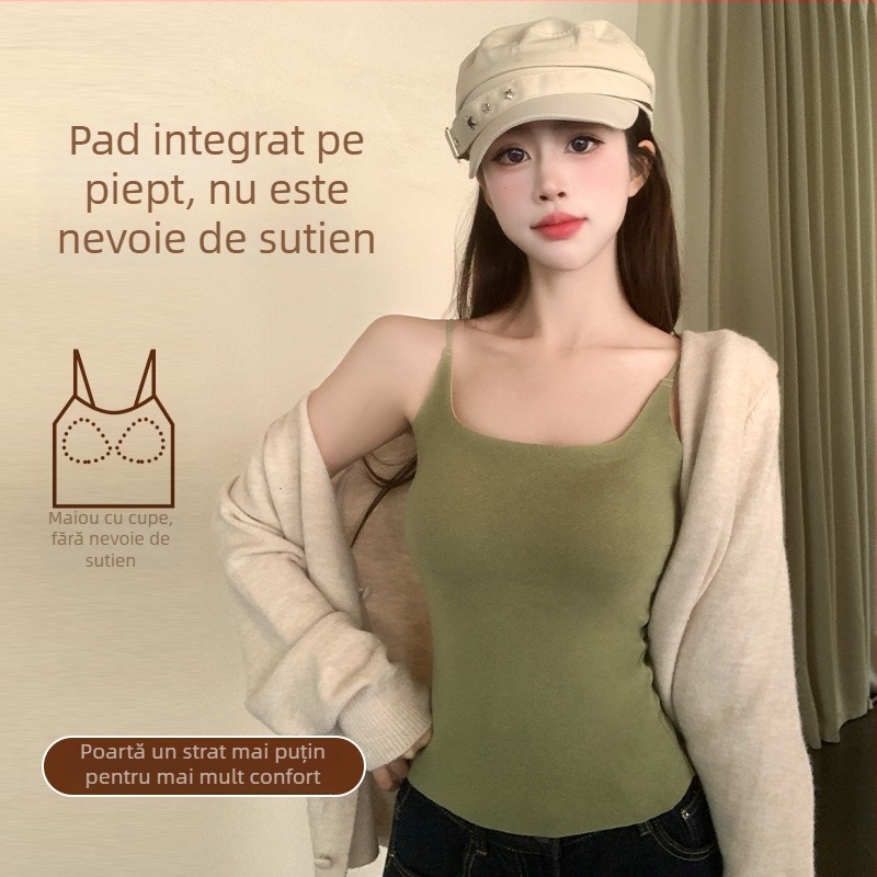 Vesta termică pentru femei Derong cupe integrate, căptușită cu fleece, încălzire, anti-statice, antibacteriană, 251–300 g/m²