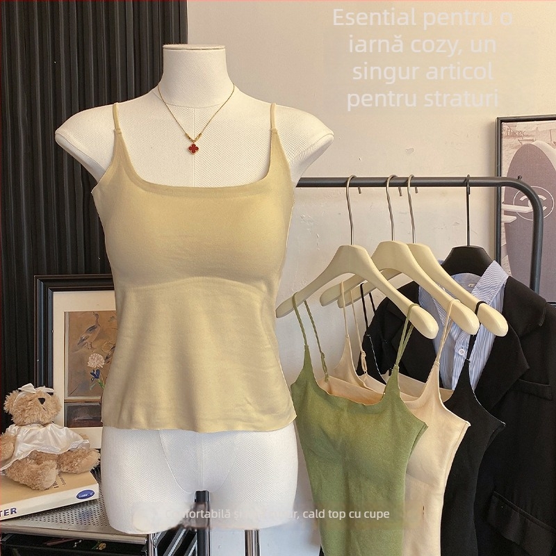 Vesta termică pentru femei Derong cupe integrate, căptușită cu fleece, încălzire, anti-statice, antibacteriană, 251–300 g/m²