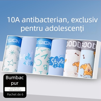 Boxeri pentru adolescenți din bumbac, talie medie, fără cusături, respirabili, uscare rapidă