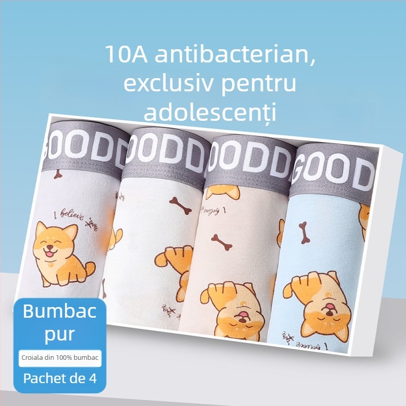 Boxeri pentru adolescenți din bumbac, talie medie, fără cusături, respirabili, uscare rapidă