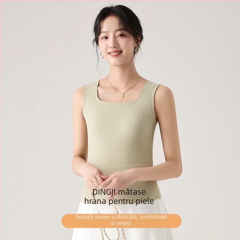 Vesta termică pentru femei cu pernă pentru bust, fără cusături, cu cupă integrată, Soon Silk, cald, acrilic 30–50%