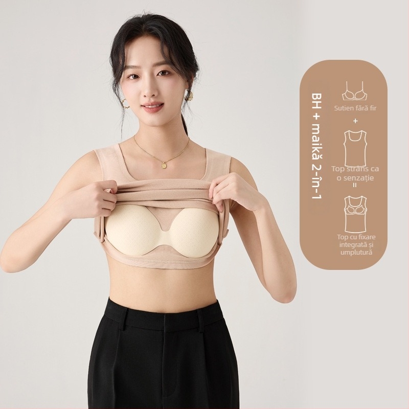 Vesta termică pentru femei cu pernă pentru bust, fără cusături, cu cupă integrată, Soon Silk, cald, acrilic 30–50%