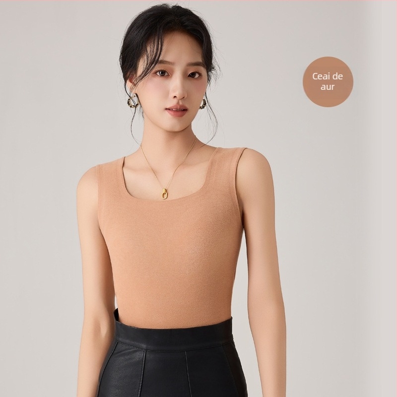 Vesta termică pentru femei cu pernă pentru bust, fără cusături, cu cupă integrată, Soon Silk, cald, acrilic 30–50%