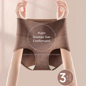 Chiloți pentru femei din bumbac, talie înaltă, pentru controlul abdomenului, respirabili, antibacterieni, tricotate, 95–100% bumbac