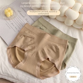 Chiloți femei fără cusături, talie medie, respirabili, din nailon, tricotați
