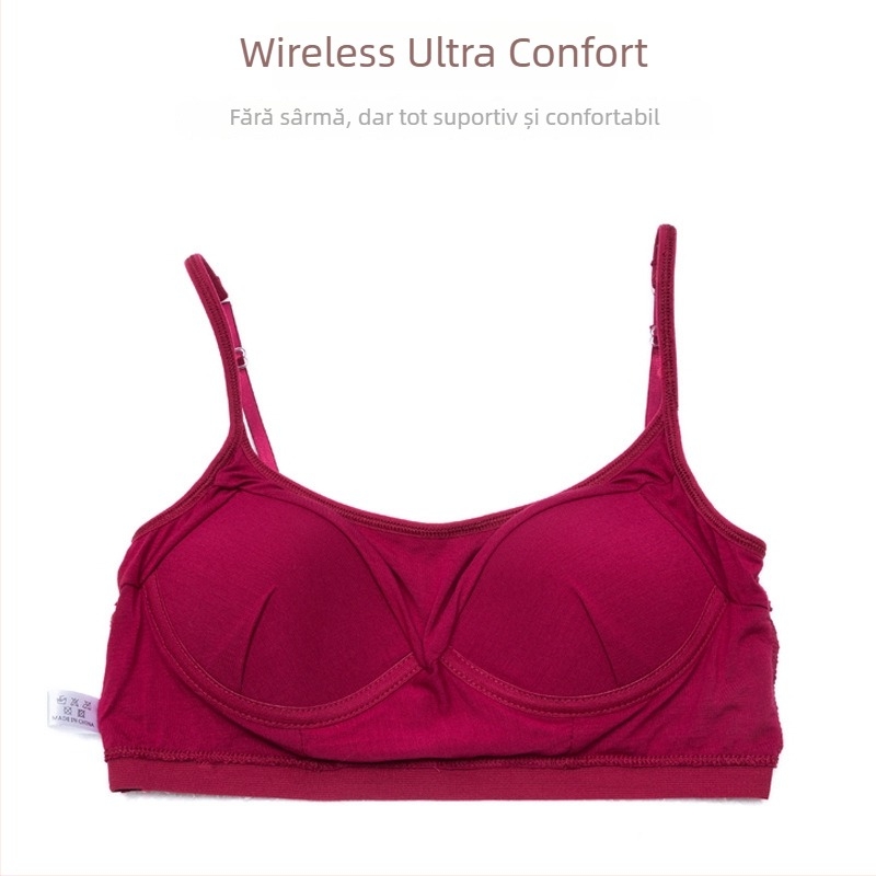 Maieu-camisolă tricotată pentru femei cu pernă pentru bust – croială slim, lungime ultra- scurtă, material modal cu viscoză și spandex, microelasticitate, bretele nemontate