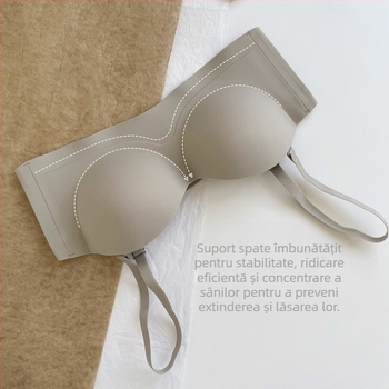Sutien fara bretele, anti-alunecare, push-up, fara cusaturi, cu bureți pentru sâni