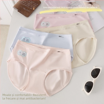Lenjerie intimă din bumbac pentru fetițe, zona inghinală necolorată, antibacterian 10A, crotch extins, talie medie