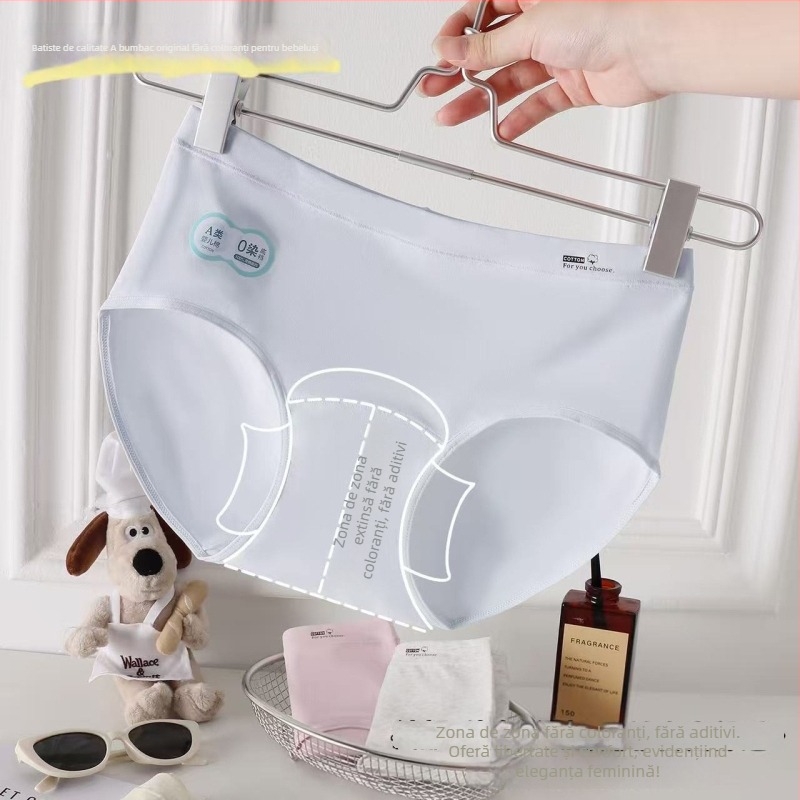 Lenjerie intimă din bumbac pentru fetițe, zona inghinală necolorată, antibacterian 10A, crotch extins, talie medie