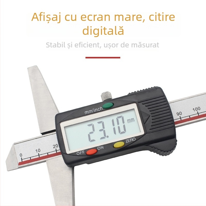 Calibru digital pentru adâncime cu afișaj, oțel inoxidabil, intervalul 0-150 mm, cârlig simplu și cârlig dublu, precizie înaltă