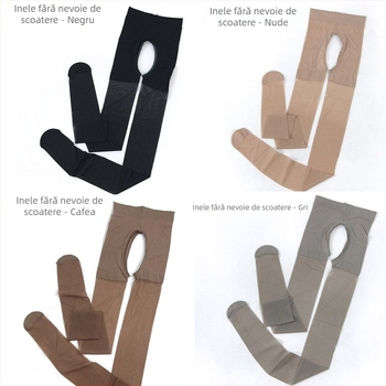 Colanți-pantihose cu crotch deschis, formare invizibilă, 15D spandex, model solid