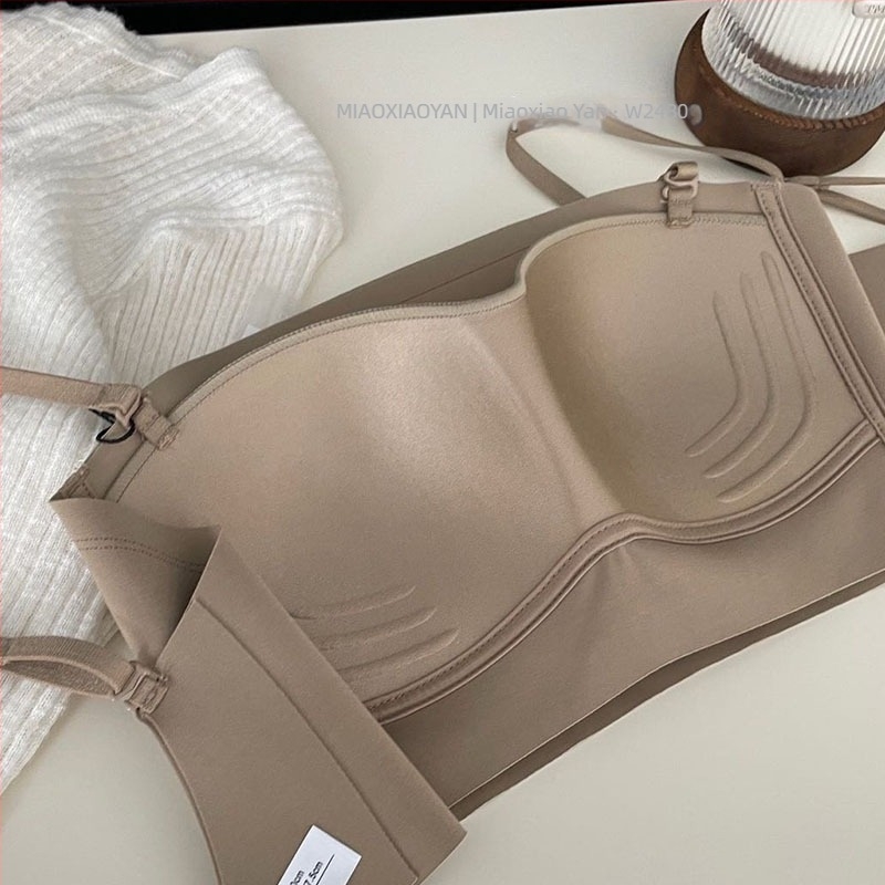 Sutien tip tubă cu bretele duble, fără spate, 3/4 cup, cupe subțiri modelate