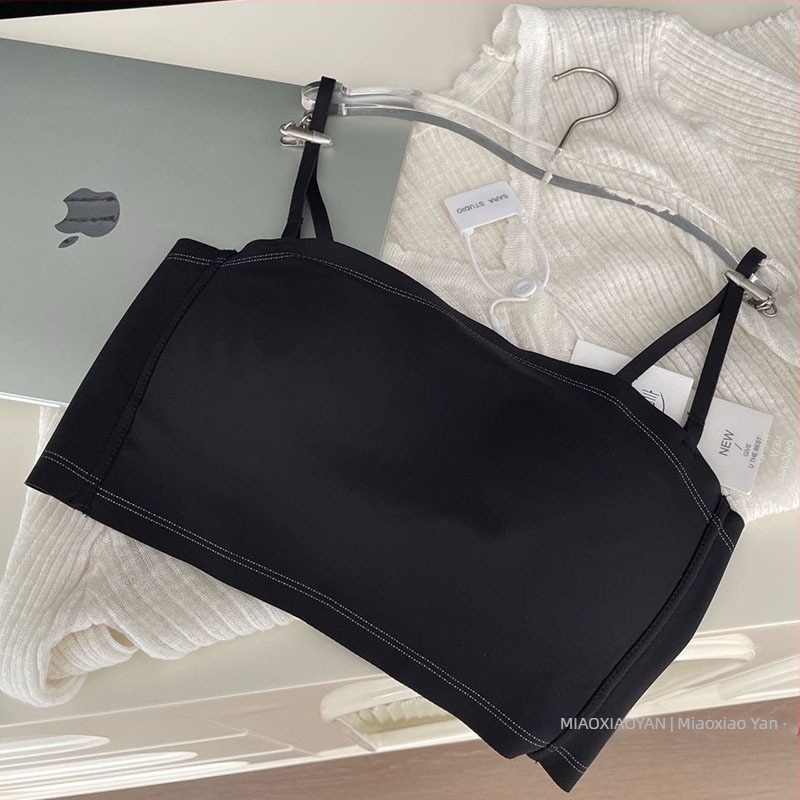 Sutien tip tubă cu bretele duble, fără spate, 3/4 cup, cupe subțiri modelate