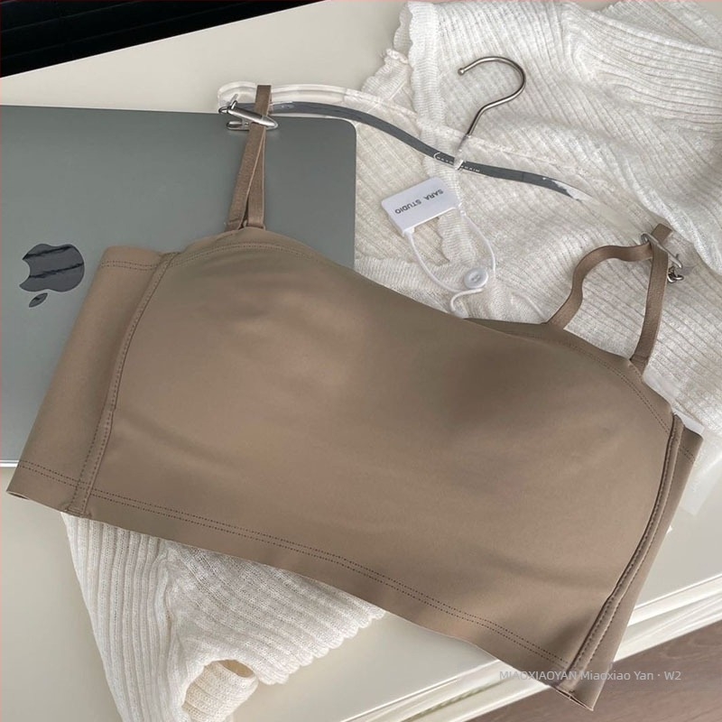 Sutien tip tubă cu bretele duble, fără spate, 3/4 cup, cupe subțiri modelate