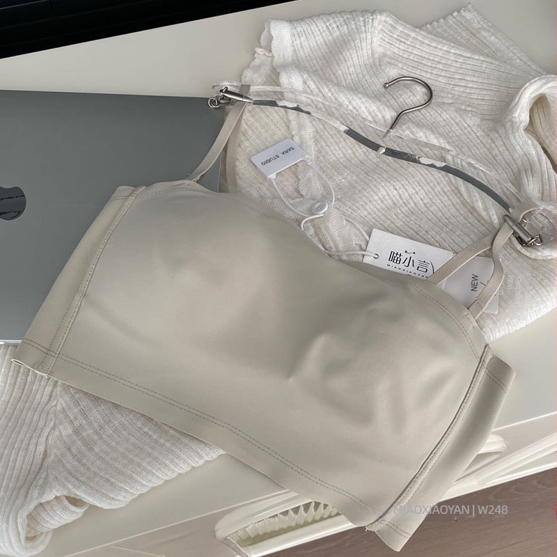 Sutien tip tubă cu bretele duble, fără spate, 3/4 cup, cupe subțiri modelate