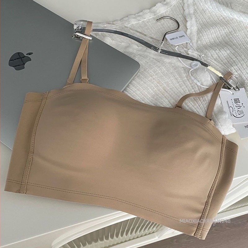 Sutien tip tubă cu bretele duble, fără spate, 3/4 cup, cupe subțiri modelate