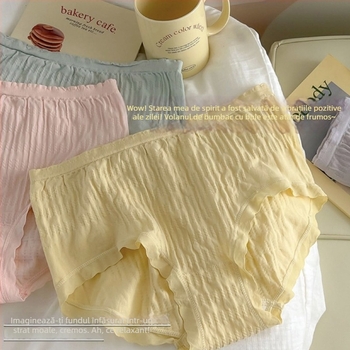 Chiloți femei fără cusături din nailon, cu dantelă și căptușeală din bumbac în zona inghinală, talie medie