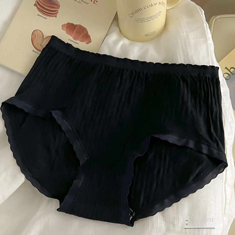 Chiloți femei fără cusături din nailon, cu dantelă și căptușeală din bumbac în zona inghinală, talie medie