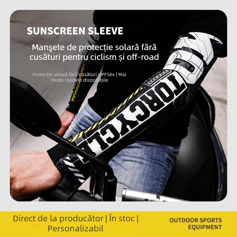 Manșon pentru braț outdoor cu protecție UV — fără cusături, Ice Silk, model în dungă, personalizabil cu logo, unisex adulți