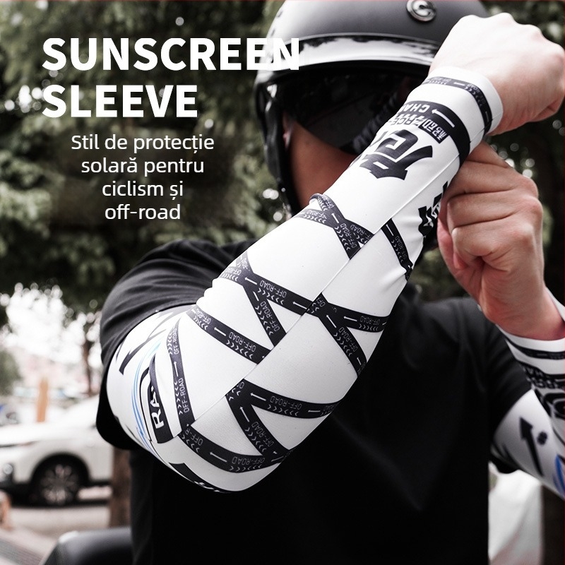 Manșon pentru braț outdoor cu protecție UV — fără cusături, Ice Silk, model în dungă, personalizabil cu logo, unisex adulți