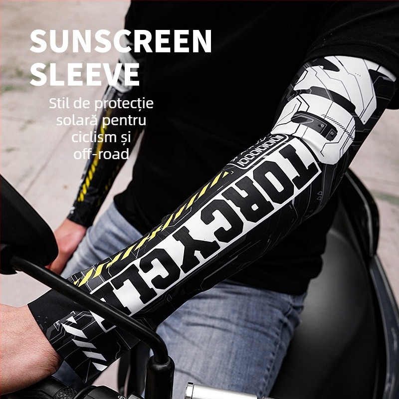 Manșon pentru braț outdoor cu protecție UV — fără cusături, Ice Silk, model în dungă, personalizabil cu logo, unisex adulți