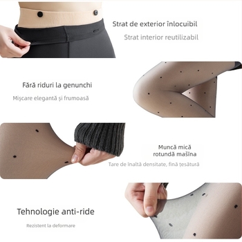 Colanți din nylon, dublu strat, model cu buline, pentru toamnă-iarnă, ridică fesierii, încălzire, anti-fricțiune