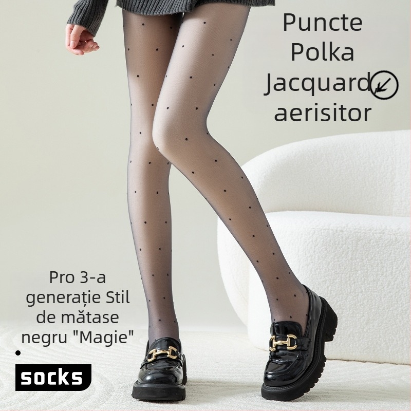 Colanți din nylon, dublu strat, model cu buline, pentru toamnă-iarnă, ridică fesierii, încălzire, anti-fricțiune