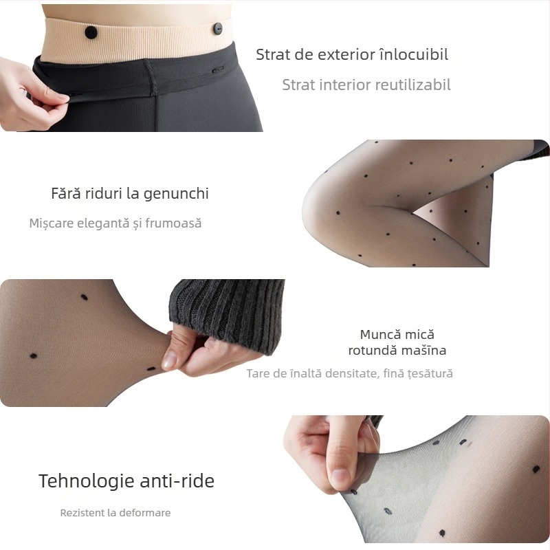 Colanți din nylon, dublu strat, model cu buline, pentru toamnă-iarnă, ridică fesierii, încălzire, anti-fricțiune