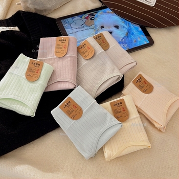 Chiloți pentru fete din bumbac antibacterian, talie înaltă, respirabili, căptușeală a-zonei genitale 100% bumbac