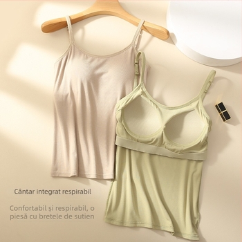 Camisolă cu pernă pentru sân, cupă într-o piesă, bretele tip sling