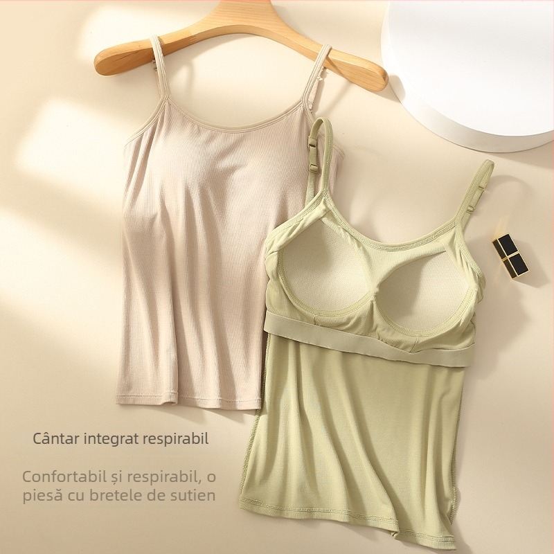 Camisolă cu pernă pentru sân, cupă într-o piesă, bretele tip sling