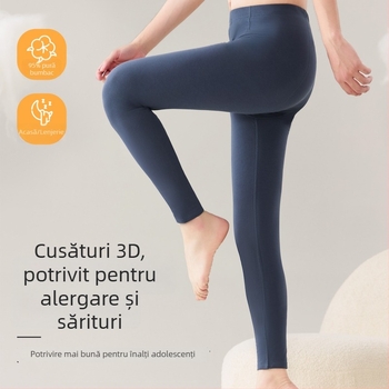 Pantaloni din bumbac pentru adolescenți: țesătură pieptănată, 95% bumbac pieptănat, talie medie, manșete, antibacterieni, căldură moderată