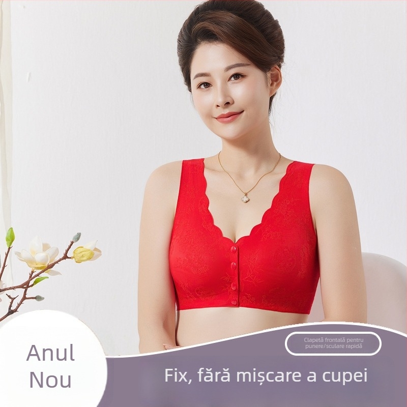Sutien fără cusături în stil vestă, cu închidere frontală; material: nylon; căptușeală viscoză 80–90%; cupă completă cu burete; bretele fixe