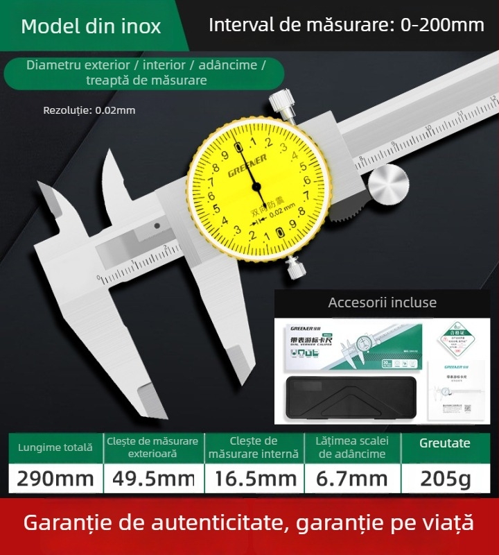 Greener/Greenforest calibru Vernier, oțel inoxidabil, precizie înaltă, utilizare industrială
