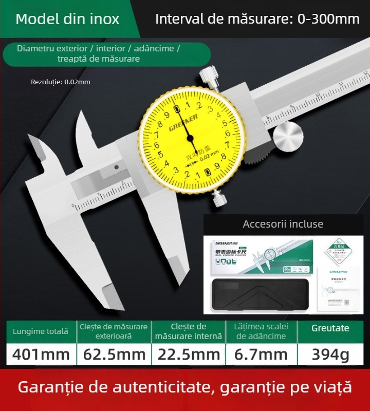 Greener/Greenforest calibru Vernier, oțel inoxidabil, precizie înaltă, utilizare industrială