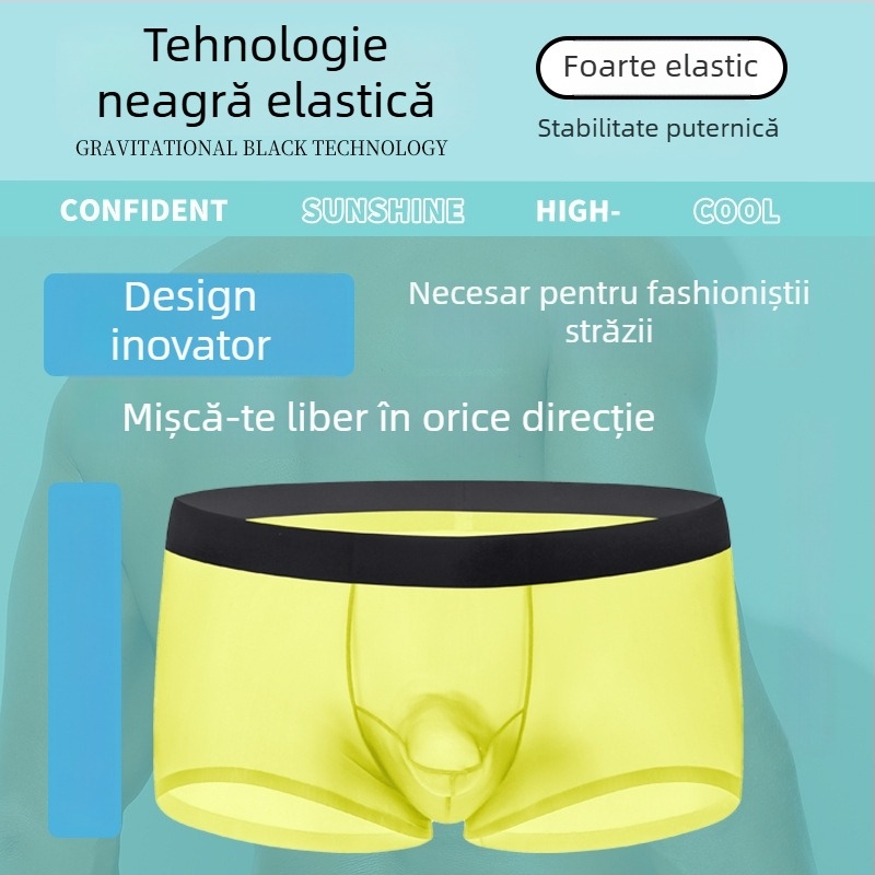 Boxeri pentru bărbați din ice silk, uscare rapidă, separare a buzunarului, croială tridimensională, material nylon
