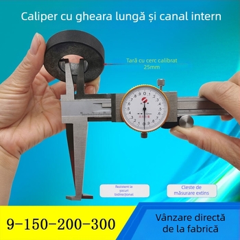 Shangshen caliper cu bandă, cu ceas, canelură internă, gheare lungi, model 9-150mm, interval de măsură 9-150mm, rezoluție 0,02 mm