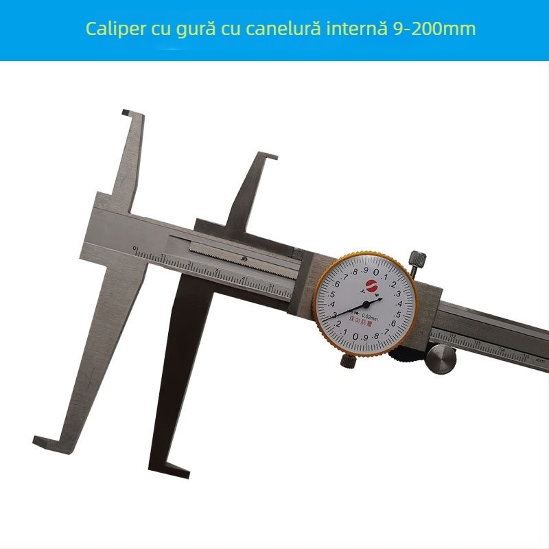 Shangshen caliper cu bandă, cu ceas, canelură internă, gheare lungi, model 9-150mm, interval de măsură 9-150mm, rezoluție 0,02 mm