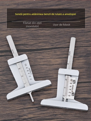 Sondă pentru adâncimea profilului anvelopei, caliper vernier, oțel inoxidabil, tip T
