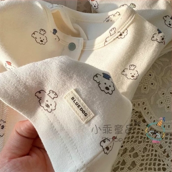 Set de două piese pentru copii toamnă–iarna: tricouri termice cu guler rotund și pantaloni, țesătură de in cu păr de iepure