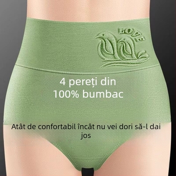 Chiloți de damă din bumbac, talie înaltă, susținere a abdomenului, respirabili, antibacterieni