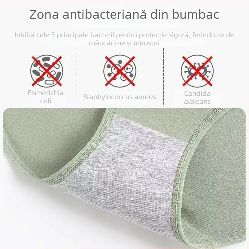 Chiloți de damă din bumbac, talie înaltă, susținere a abdomenului, respirabili, antibacterieni