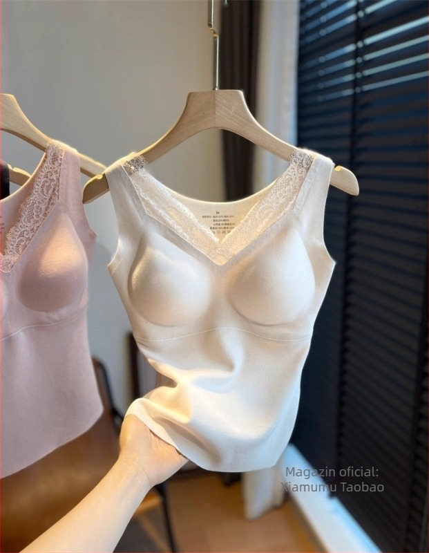 Vesta termică fără cusături, cu pernă integrată pentru bust, croială Slim, exterior din fibre acrilice, căptușeală din mătase Mulberry, iarnă-toamnă, bretele fixe