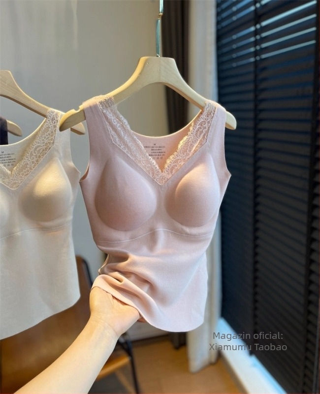 Vesta termică fără cusături, cu pernă integrată pentru bust, croială Slim, exterior din fibre acrilice, căptușeală din mătase Mulberry, iarnă-toamnă, bretele fixe