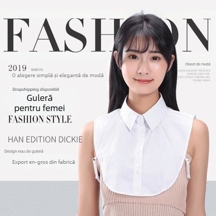 Cămașă-sweater pentru femei cu guler fals, stil casual și versatil, din bumbac, căptușeală din bumbac, lățime 35 cm, Toamna 2020