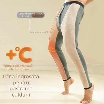 Pantaloni termici cu căptușeală din fleece (dublu strat; grosime 501–600 g/m²; 50–70% lână; rezistenți la vânt)