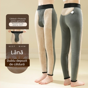 Pantaloni termici cu căptușeală din fleece (dublu strat; grosime 501–600 g/m²; 50–70% lână; rezistenți la vânt)