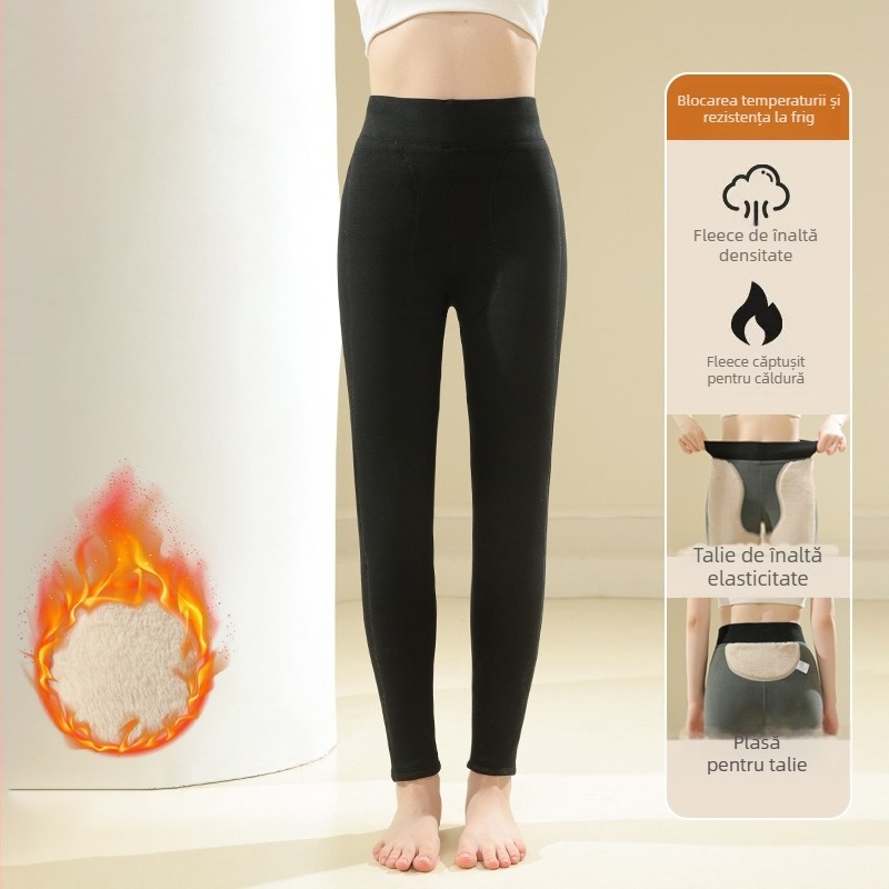 Pantaloni termici cu căptușeală din fleece (dublu strat; grosime 501–600 g/m²; 50–70% lână; rezistenți la vânt)