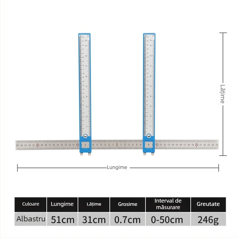 Rigla ortopedică manuală cu ceas pentru măsurarea lățimii feței, a zonei inghinale, a șoldului și a pelvisului